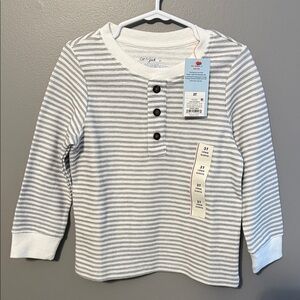 Cat & Jack White and Gray Striped Long Sleeve Tee